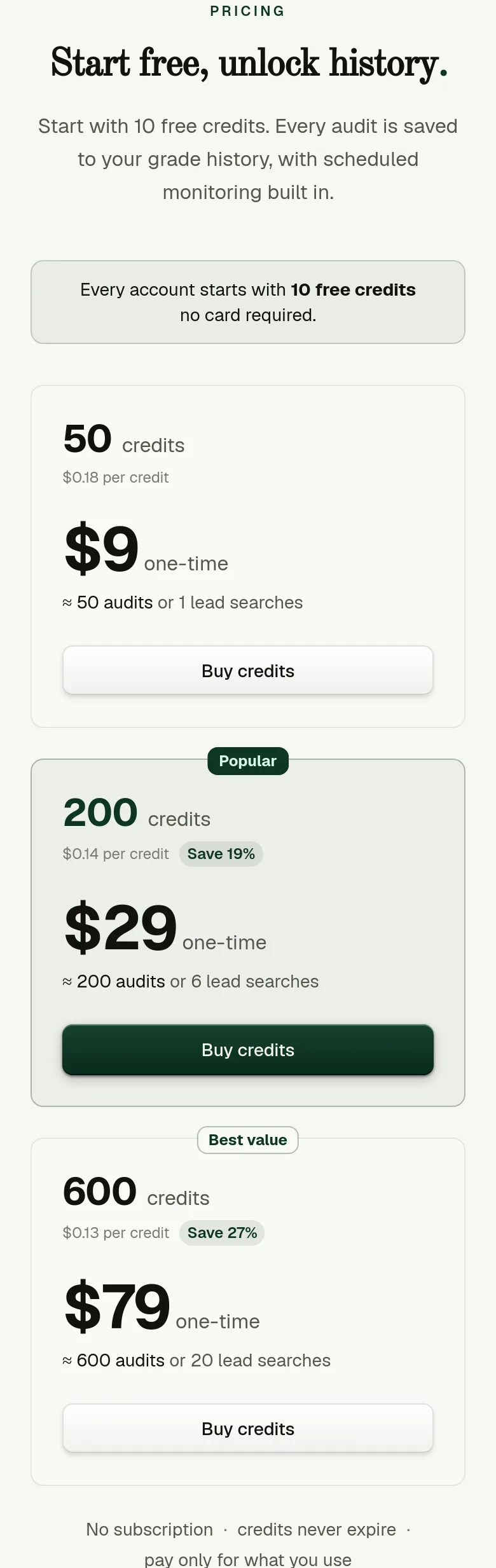 grademypage.com — Pricing