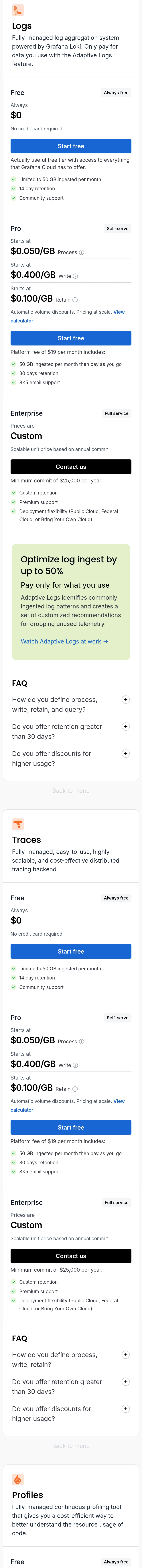 grafana.com — Pricing