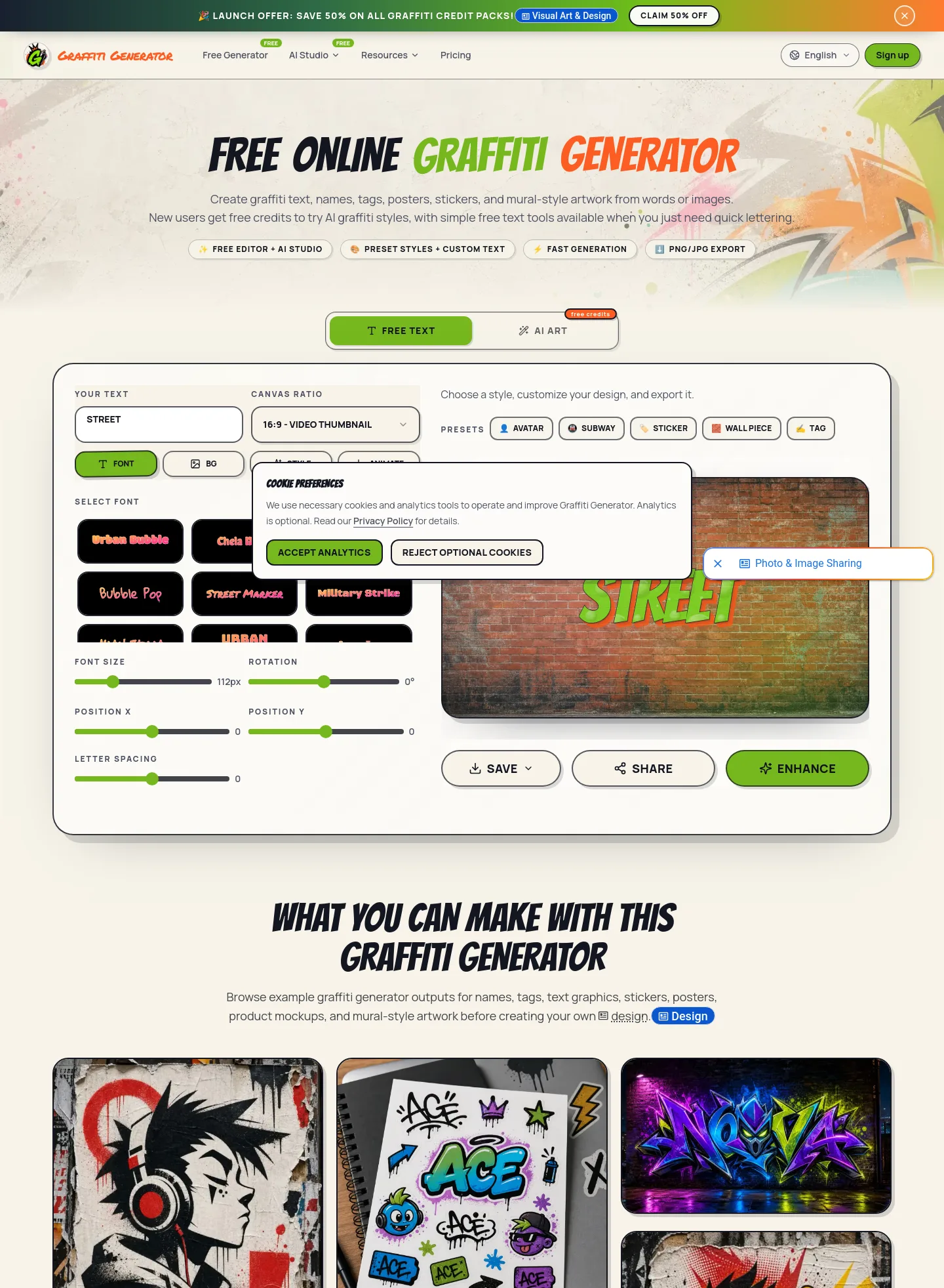 graffiti-generator.art — a measured funnel