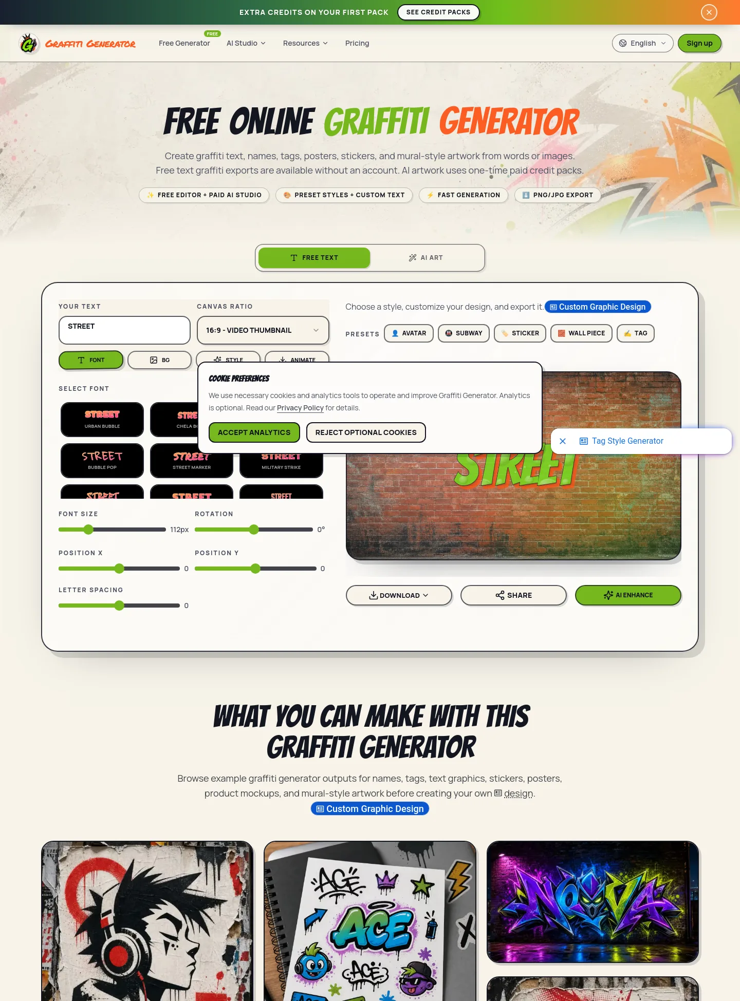 graffiti-generator.art — The Pricing Page