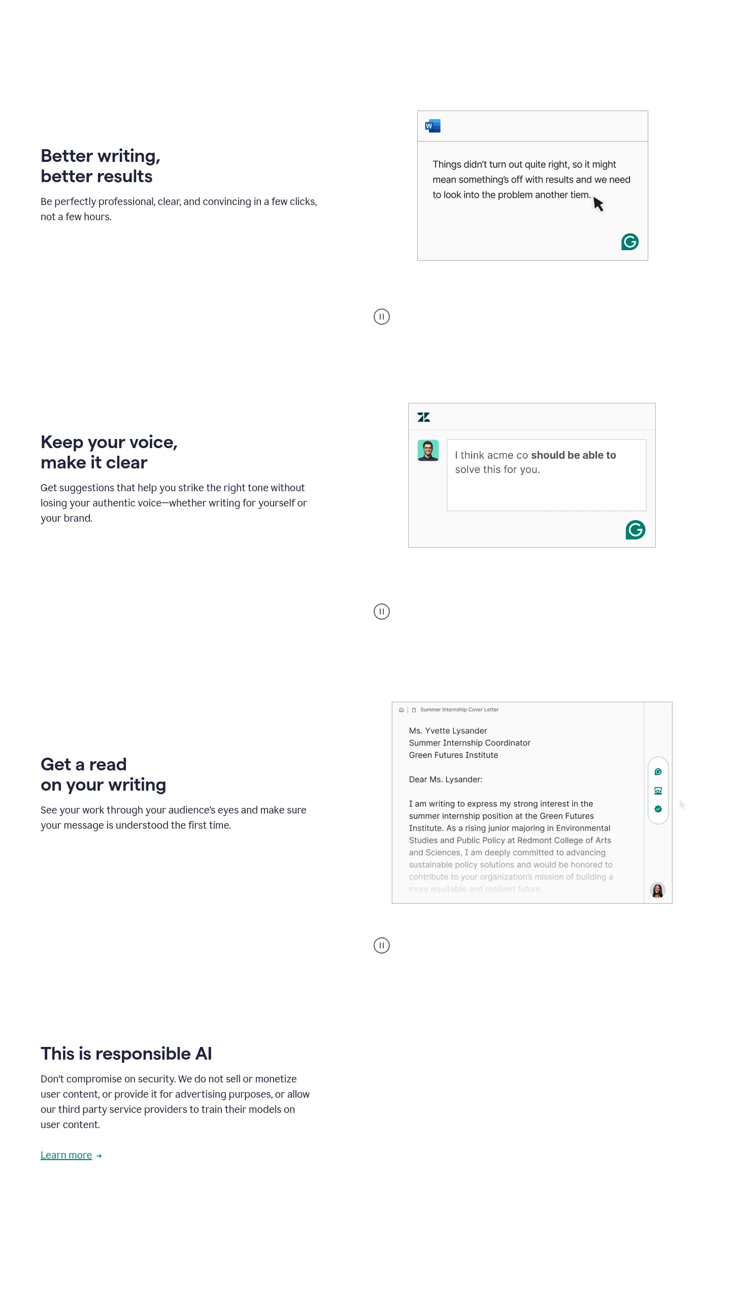 grammarly.com — a real Features section