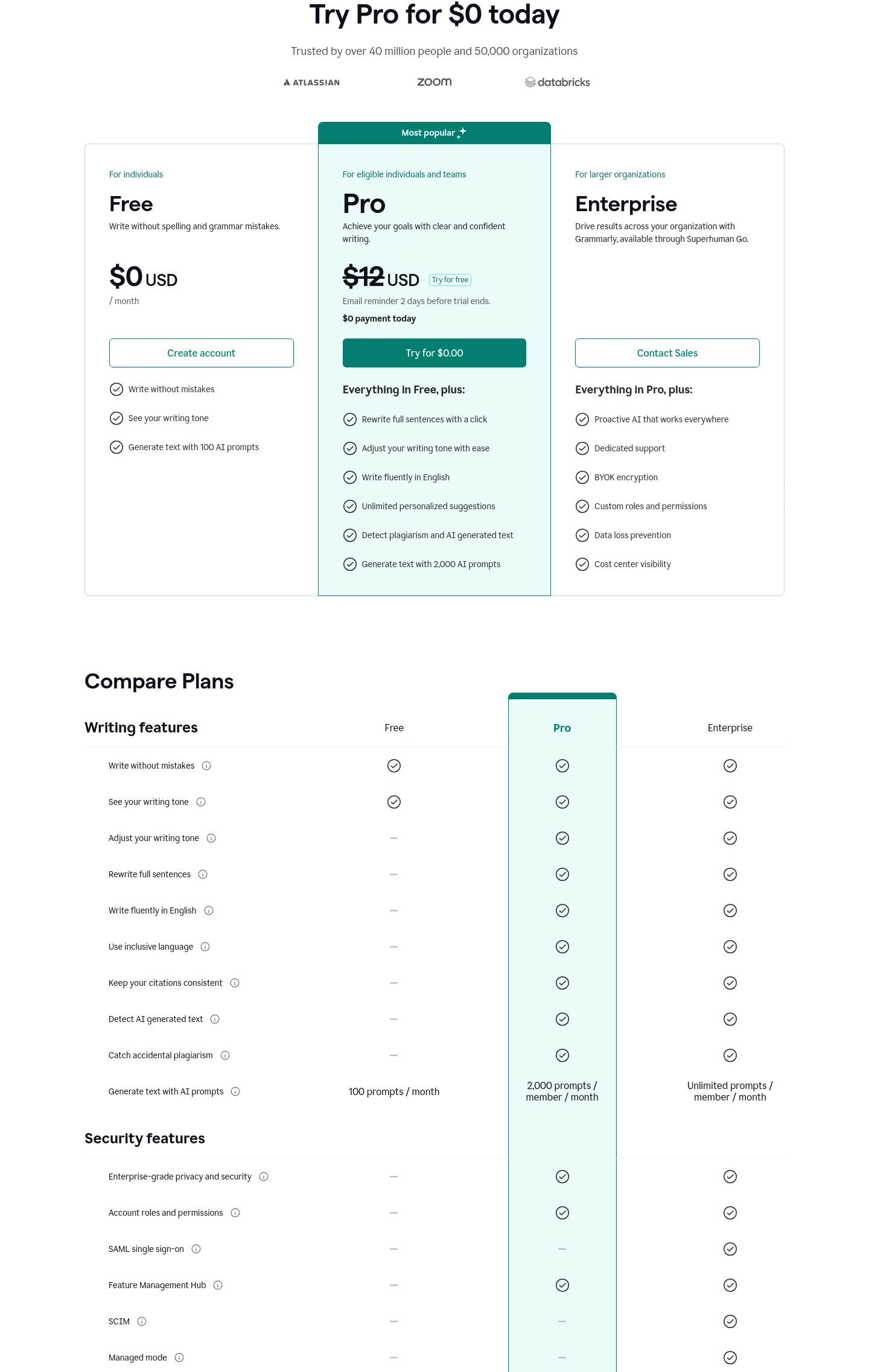 grammarly.com Hero section