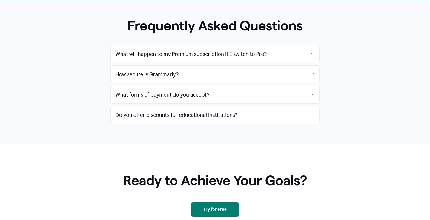 grammarly.com FAQ section