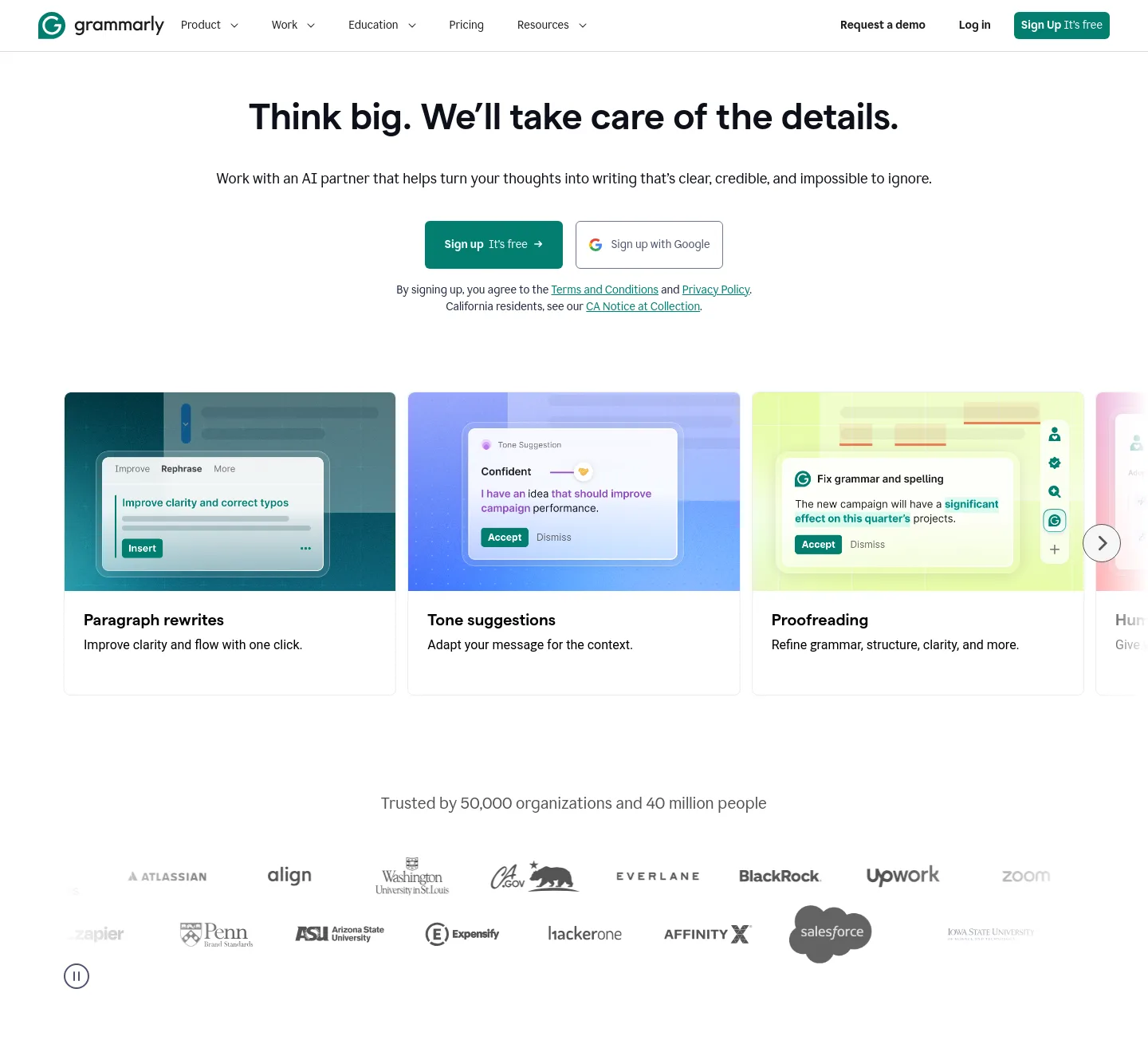 grammarly.com — a measured funnel