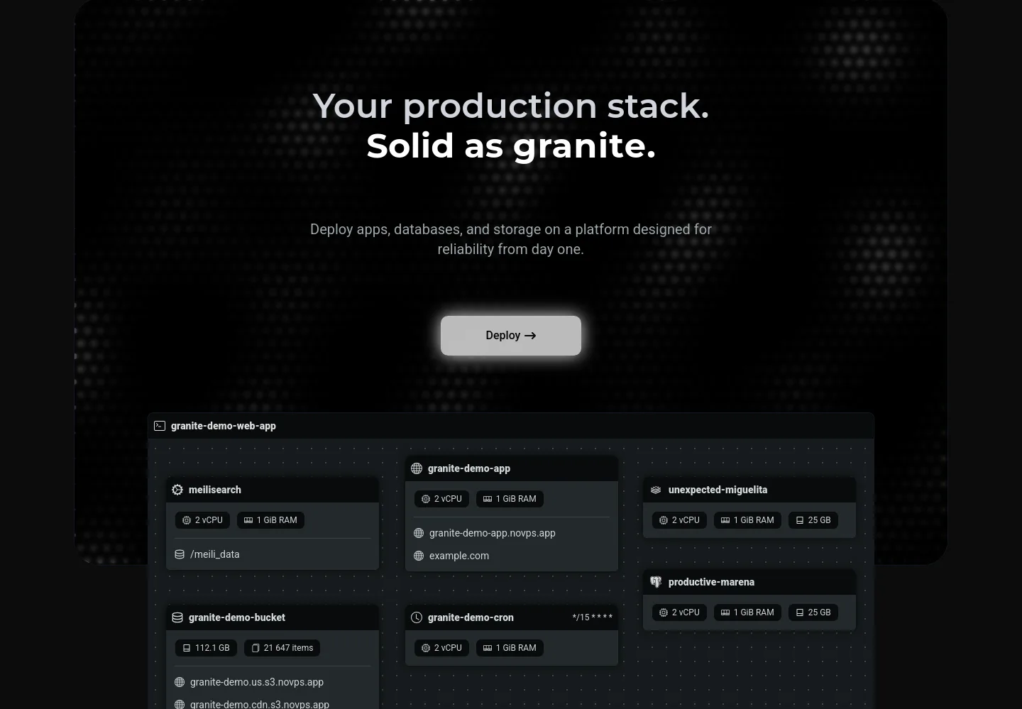 granite.so Hero section
