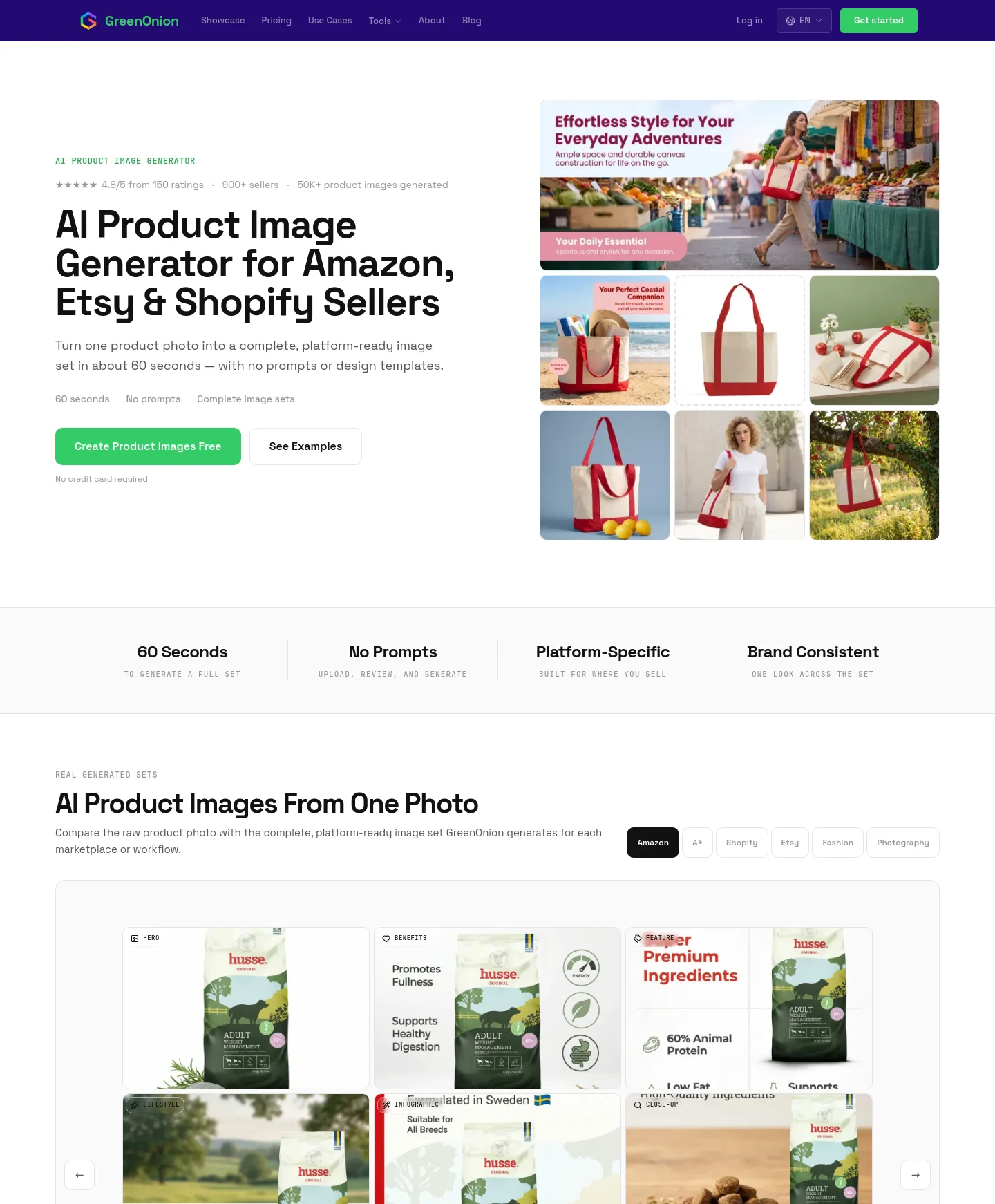 greenonion.ai — a measured funnel