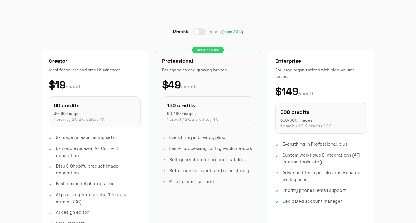 greenonion.ai — a real Pricing section