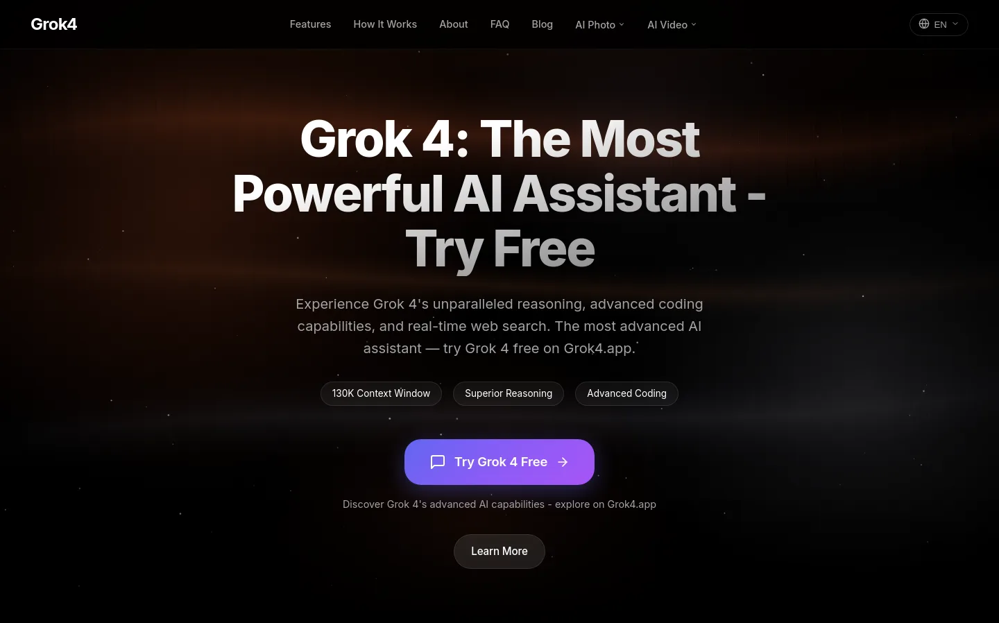 grok4.app Hero section