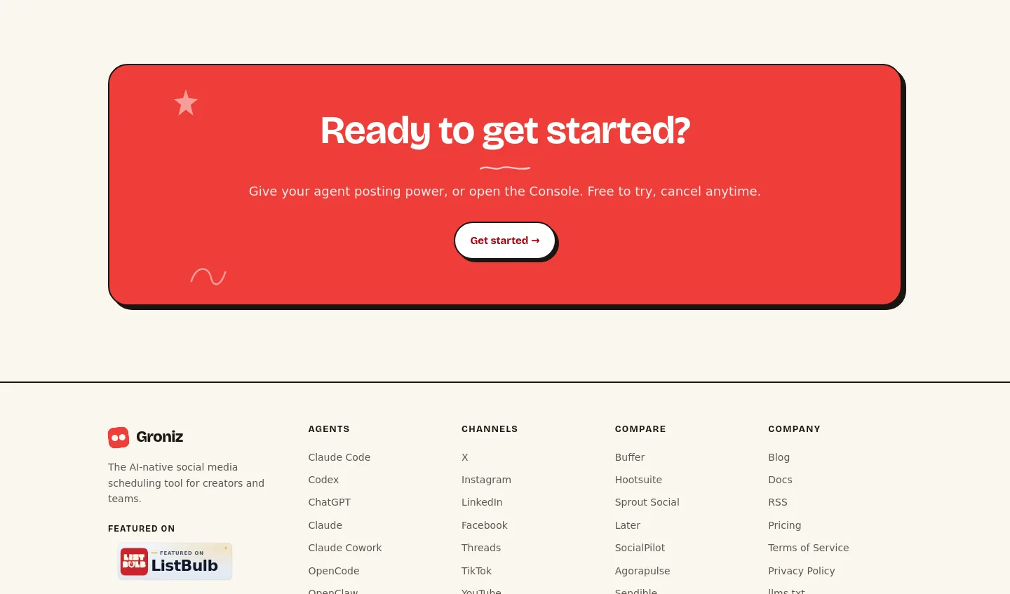 groniz.com CTA section