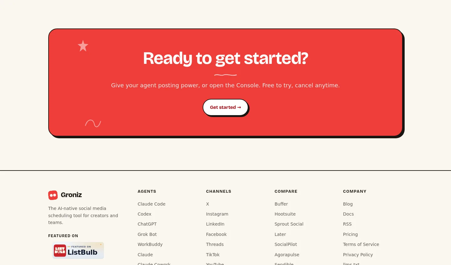 groniz.com — a real CTA section