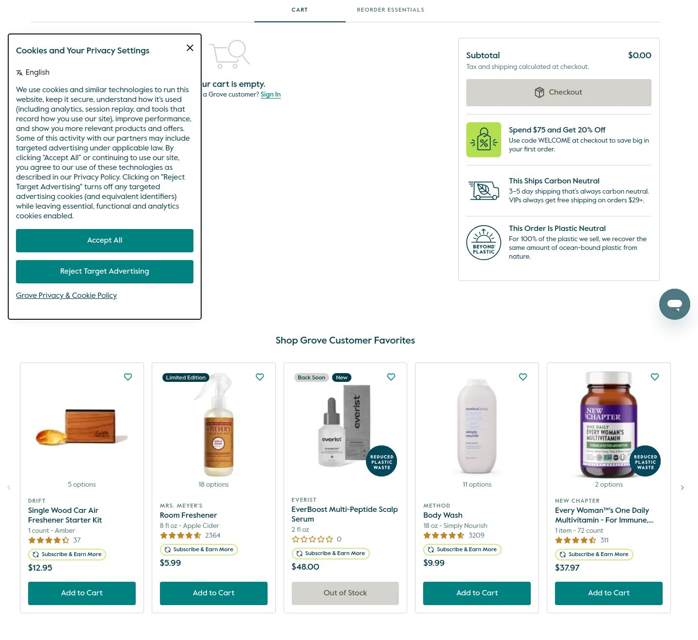grove.co — a real Pricing section