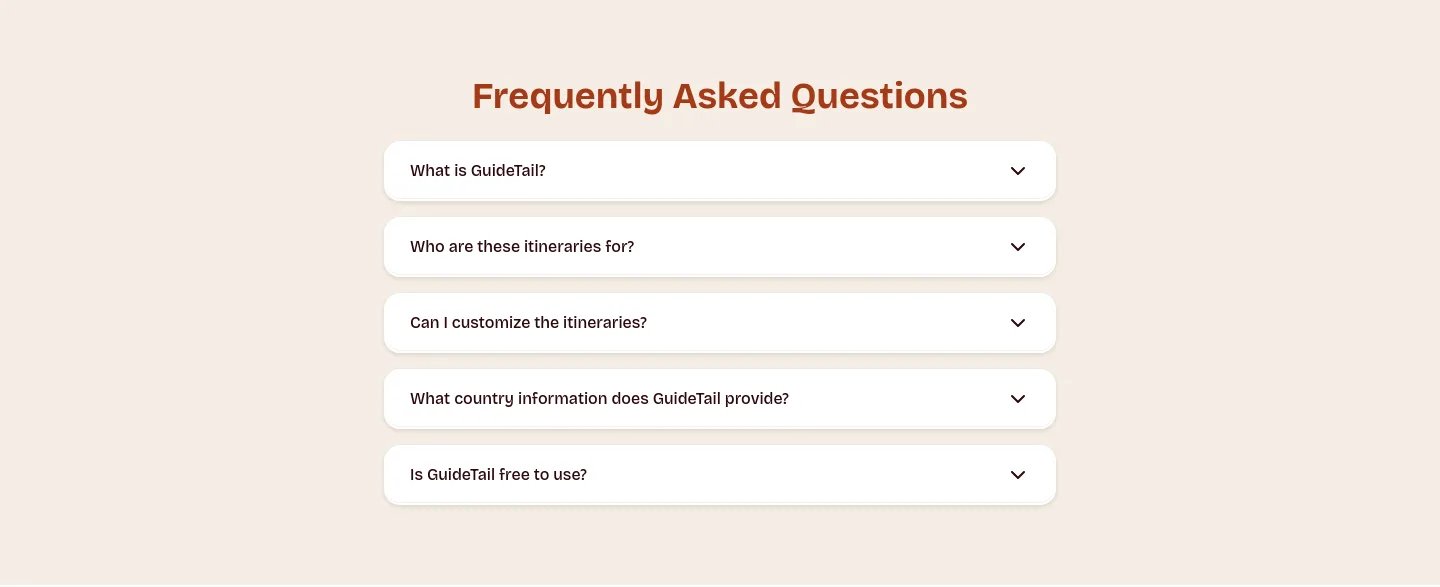 guidetail.com FAQ section