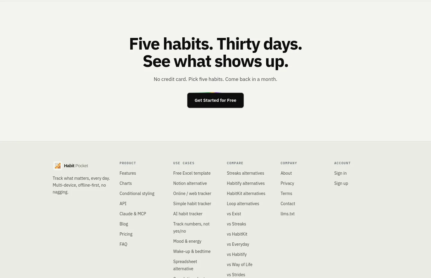 habitpocket.io CTA section