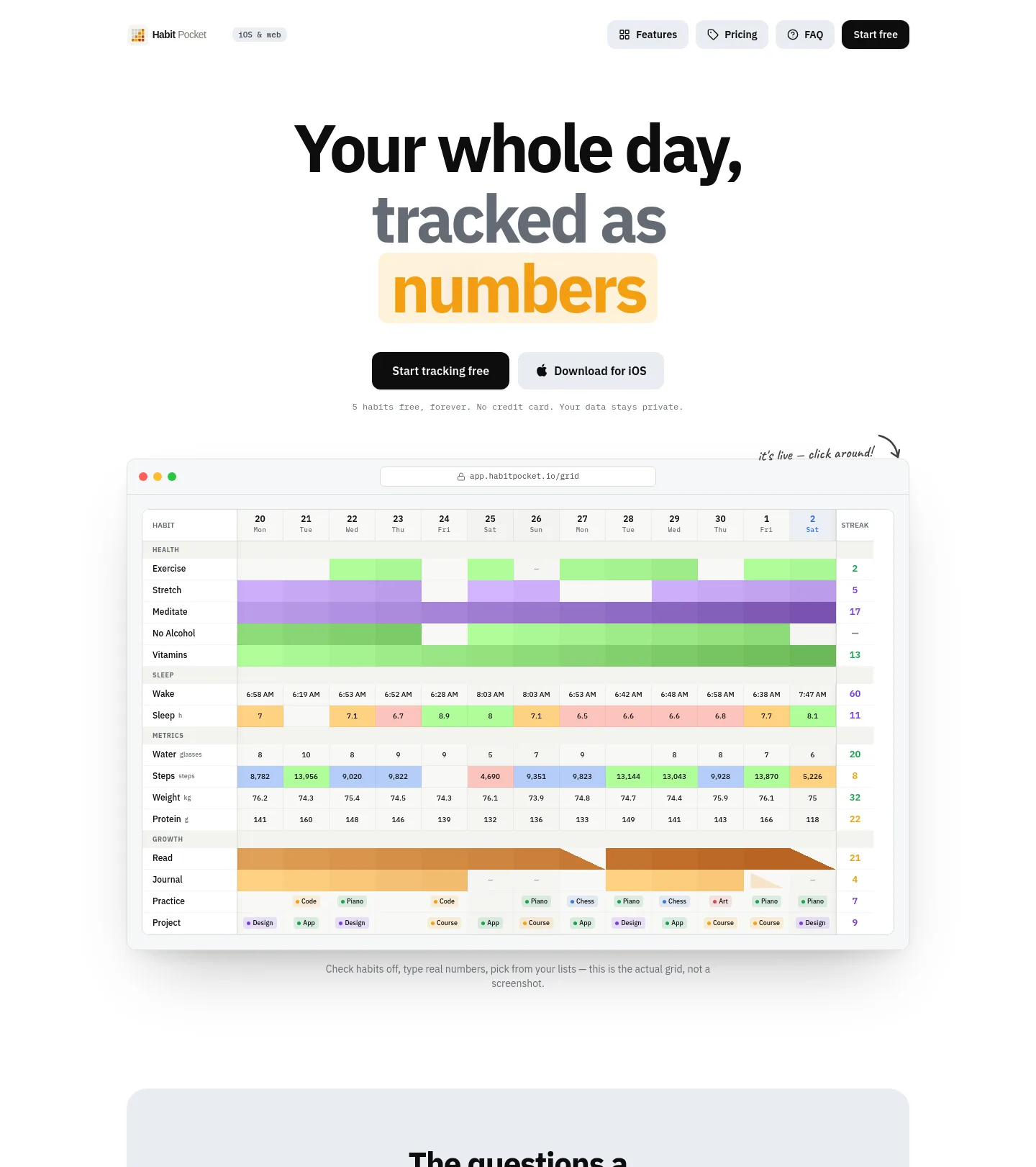 habitpocket.io — The Pricing Page