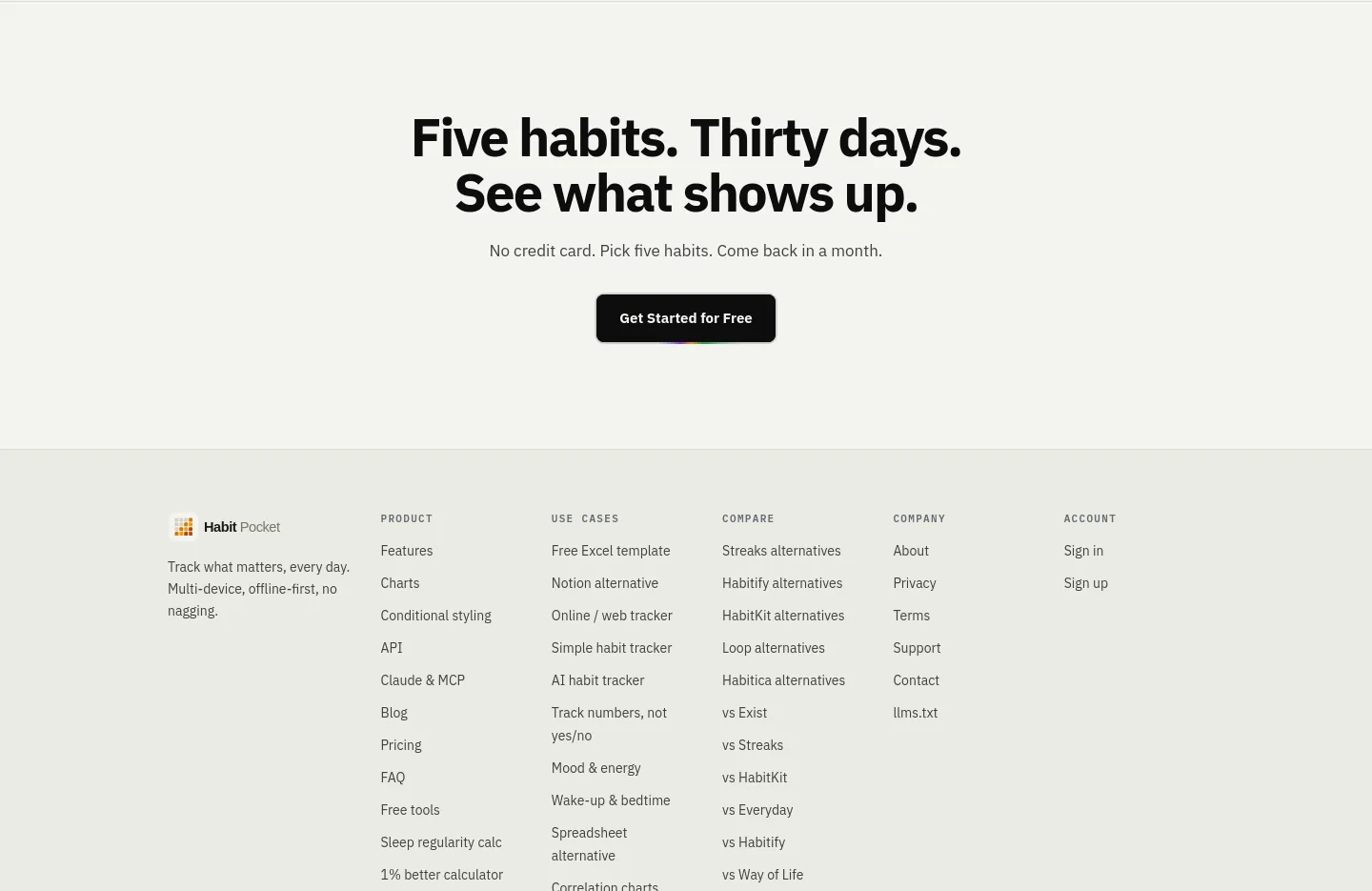 habitpocket.io — CTA