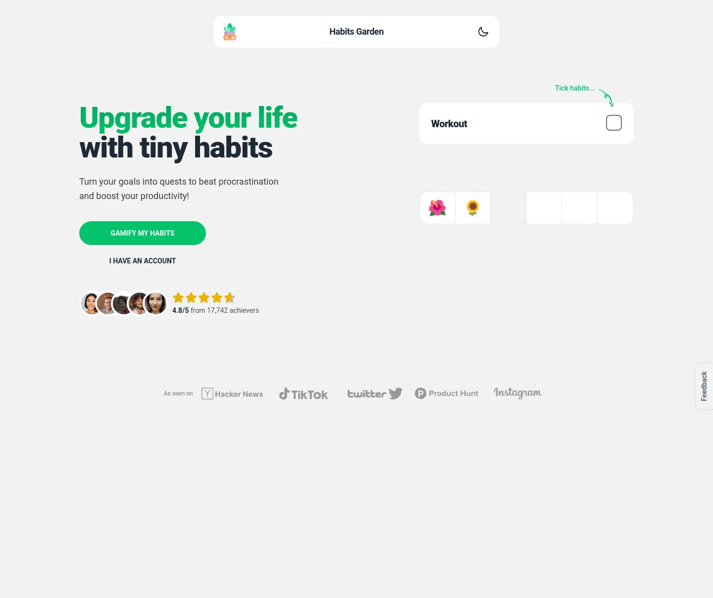 habitsgarden.com — a measured funnel