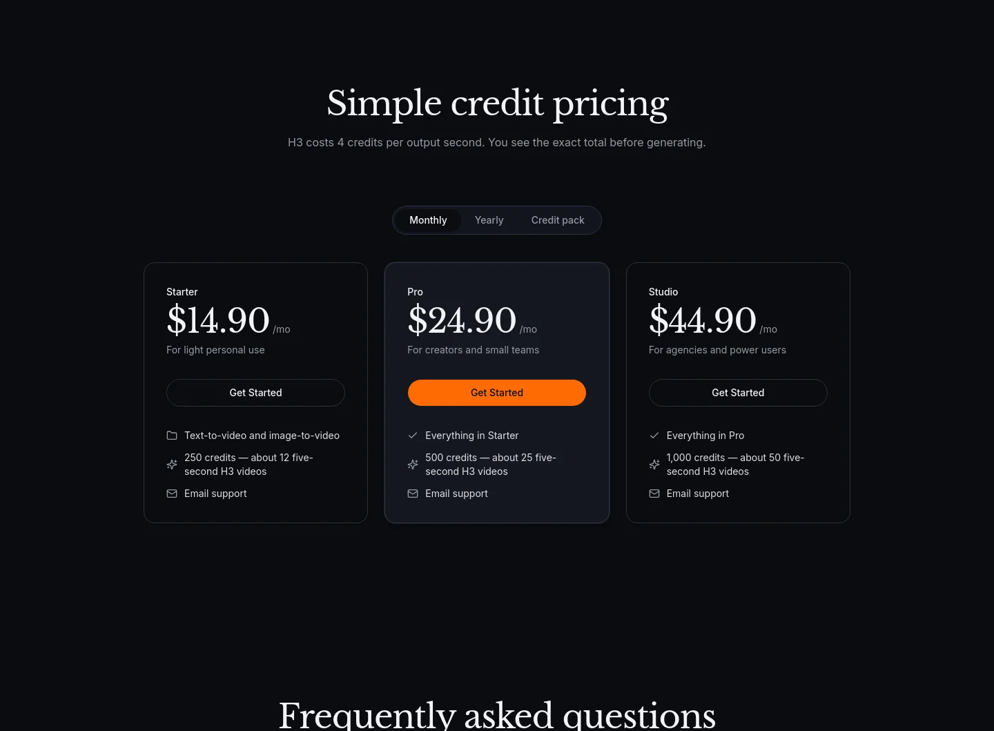 hailuo03ai.com — Pricing