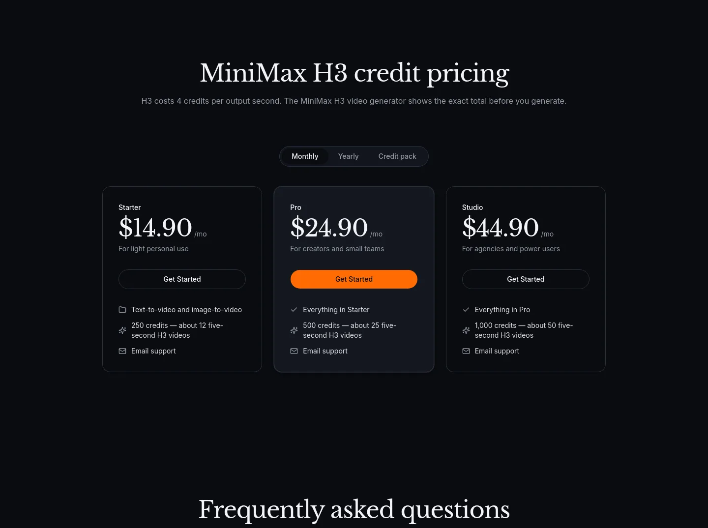 hailuo03ai.com — Pricing
