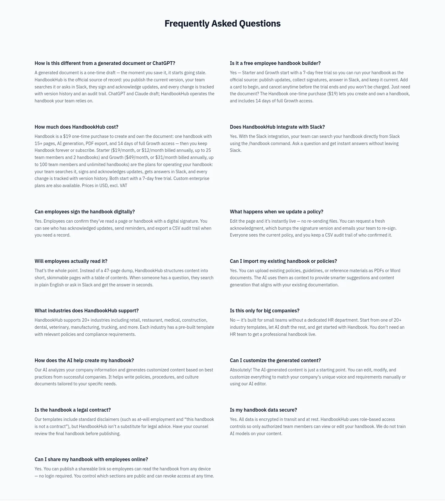 handbookhub.com — FAQ