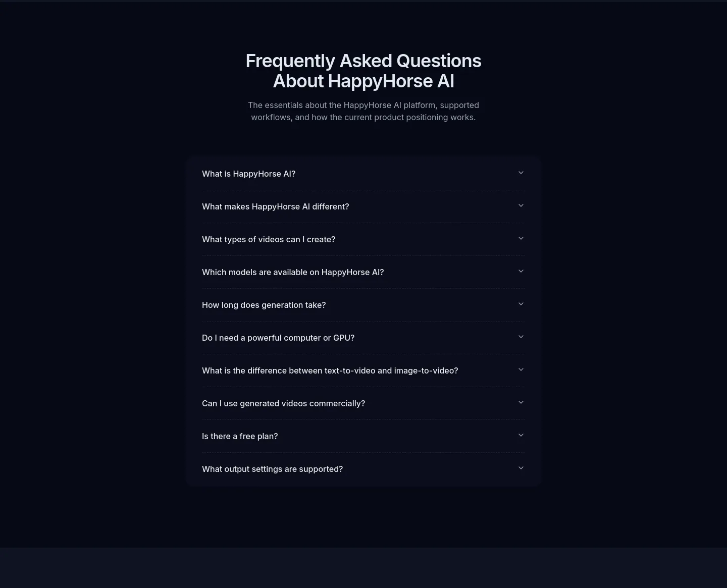 happyhorse-ai.ai FAQ section