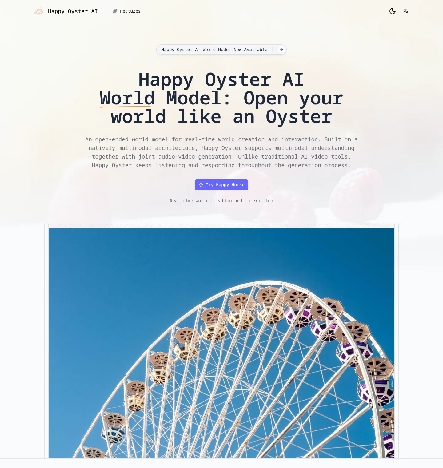 happyoyster-ai.com Hero section