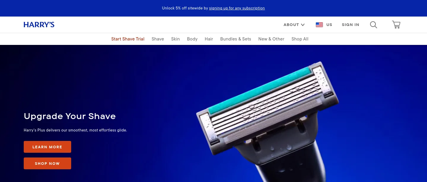harrys.com — a measured funnel