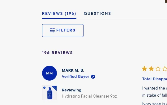 Rating element from harrys.com