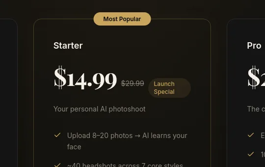 Price anchor element from headshotgenerators.ai