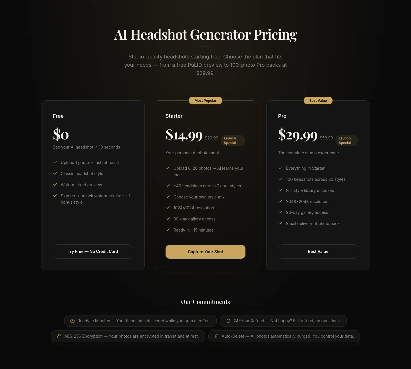 headshotgenerators.ai — Pricing