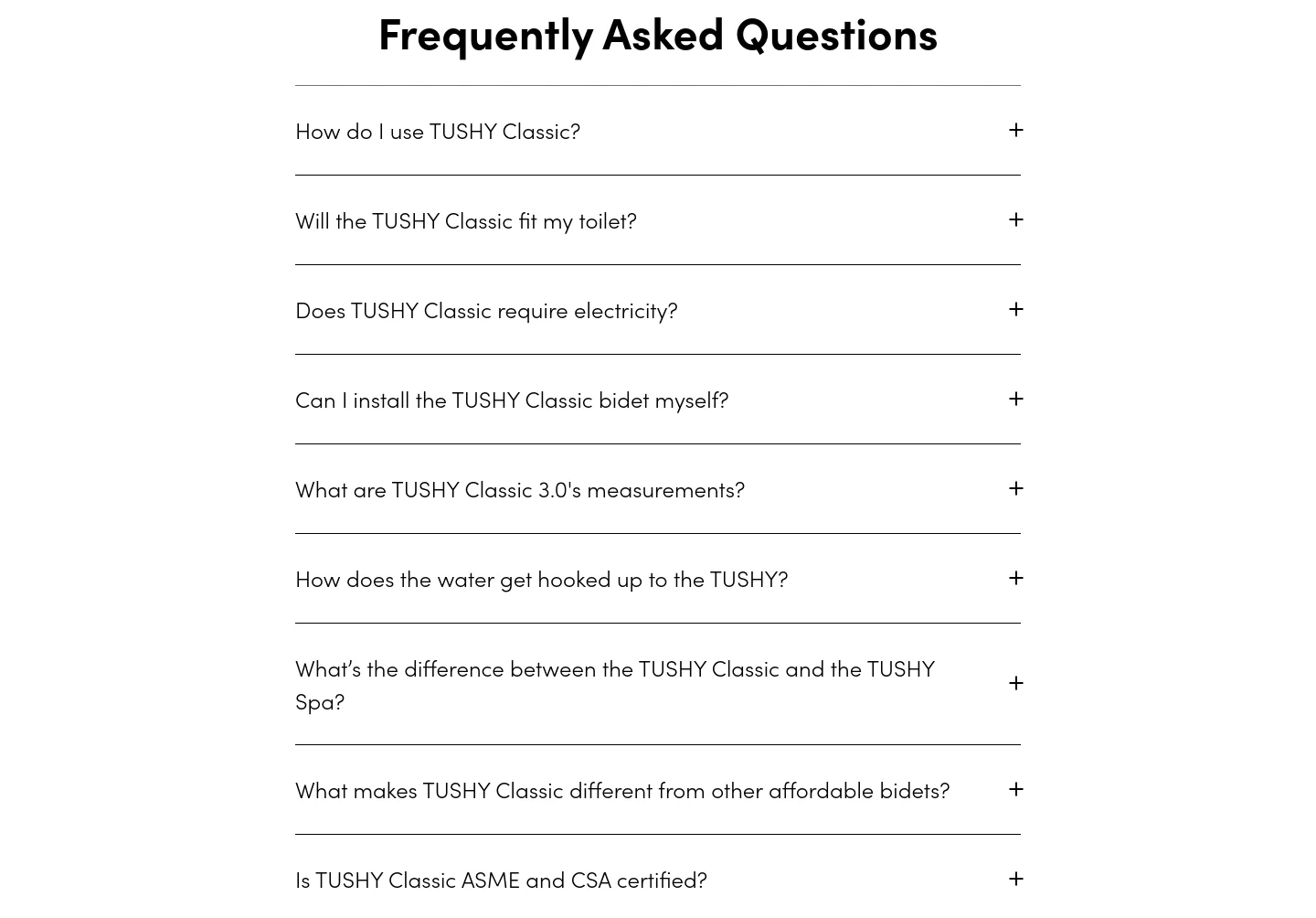 hellotushy.com FAQ section