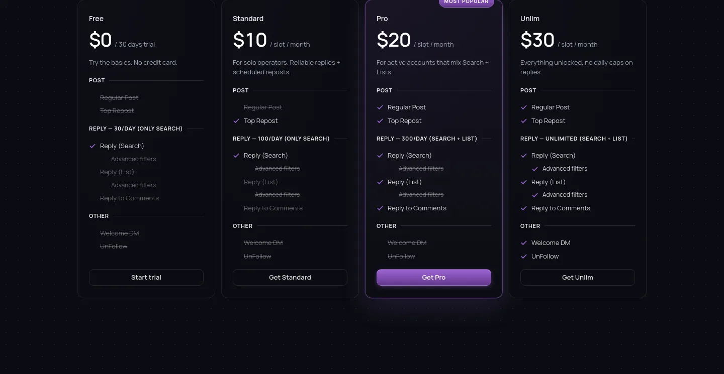 helperx.app — a real Pricing section