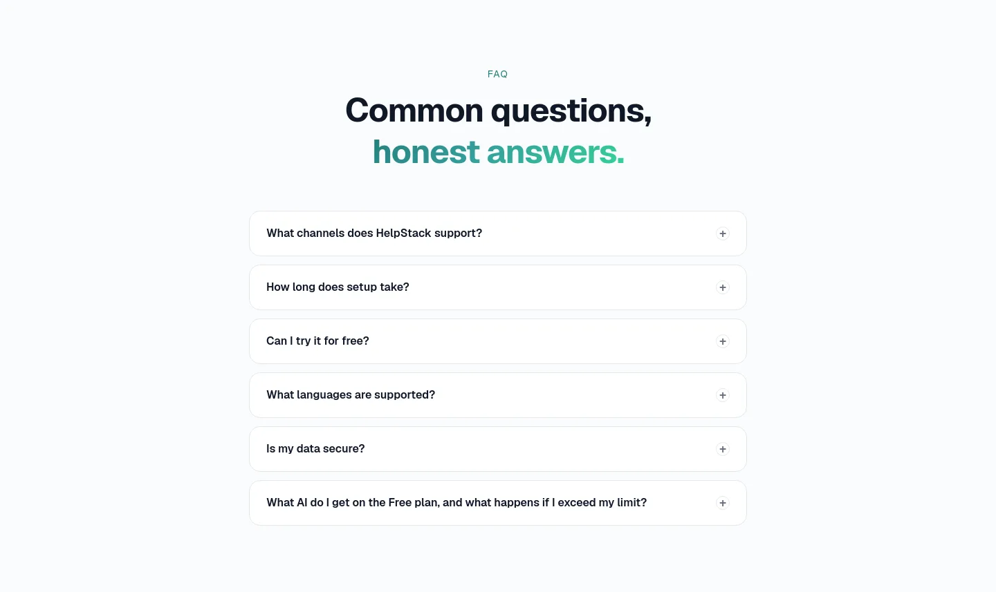 helpstack.eu FAQ section