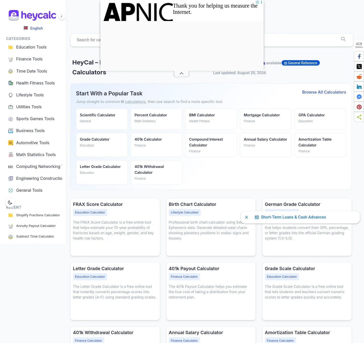 heycalc.org — a measured funnel