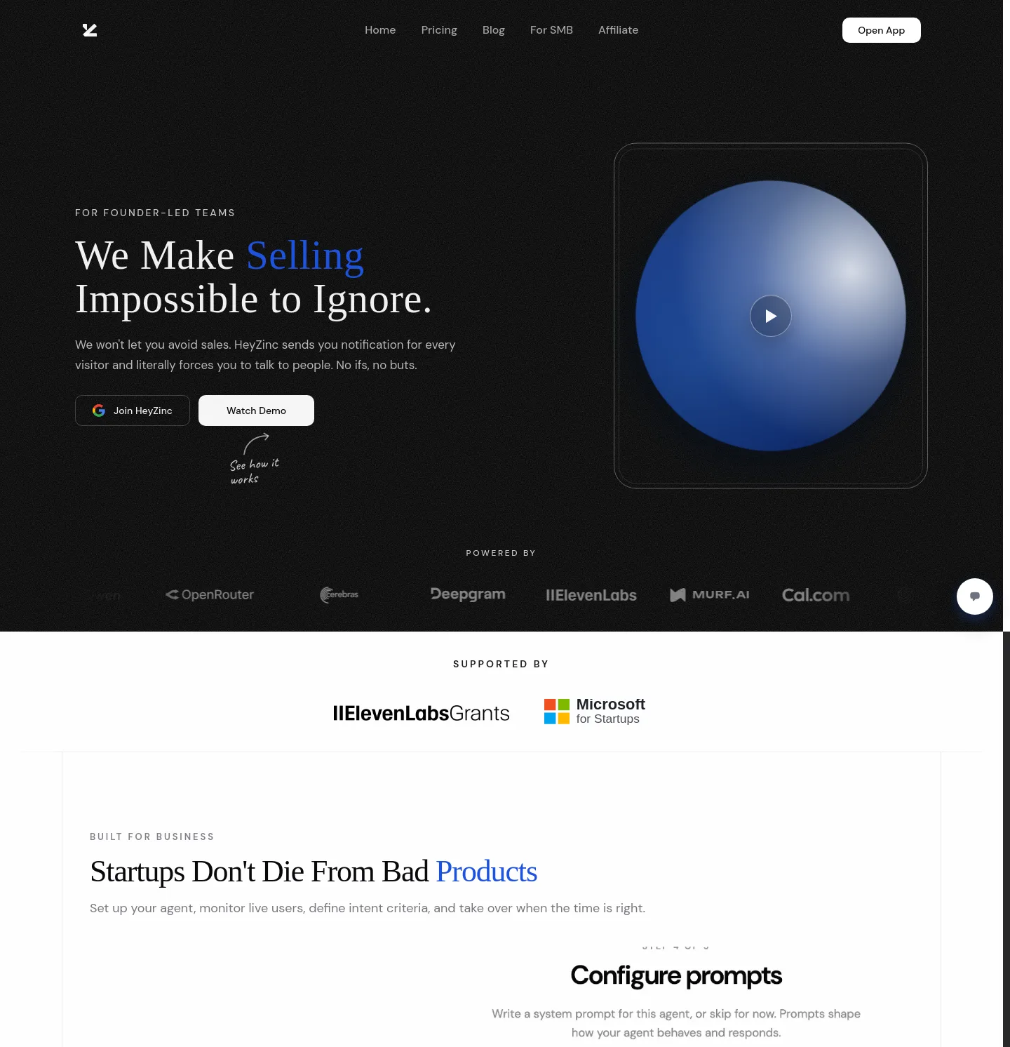 heyzinc.com — a measured funnel