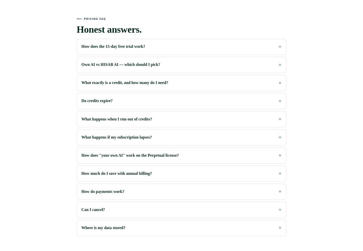 hisab360.net — a real FAQ section