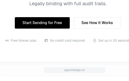 No credit card element from holosign.co