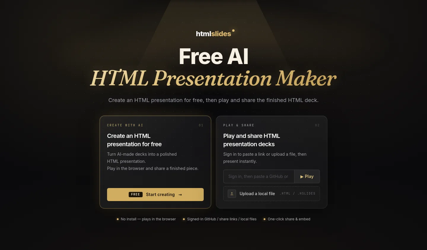htmlslides.ai Hero section