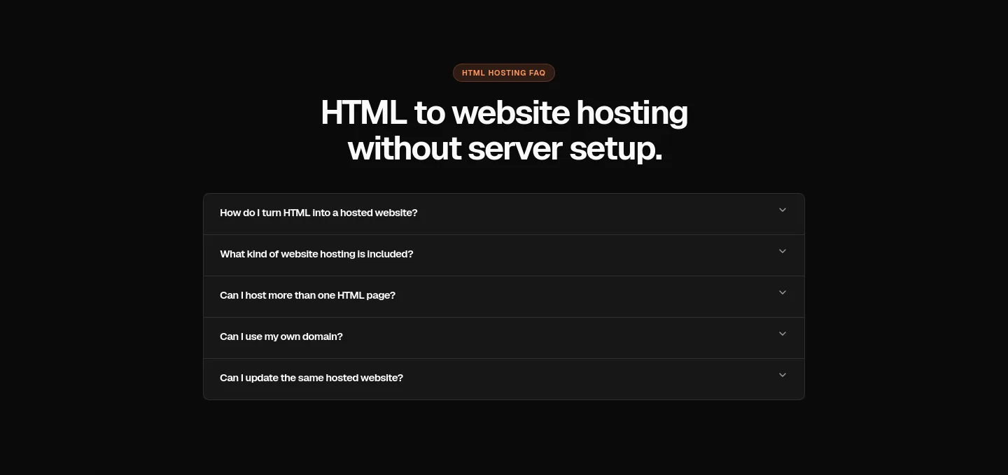 htmltowebsite.com FAQ section
