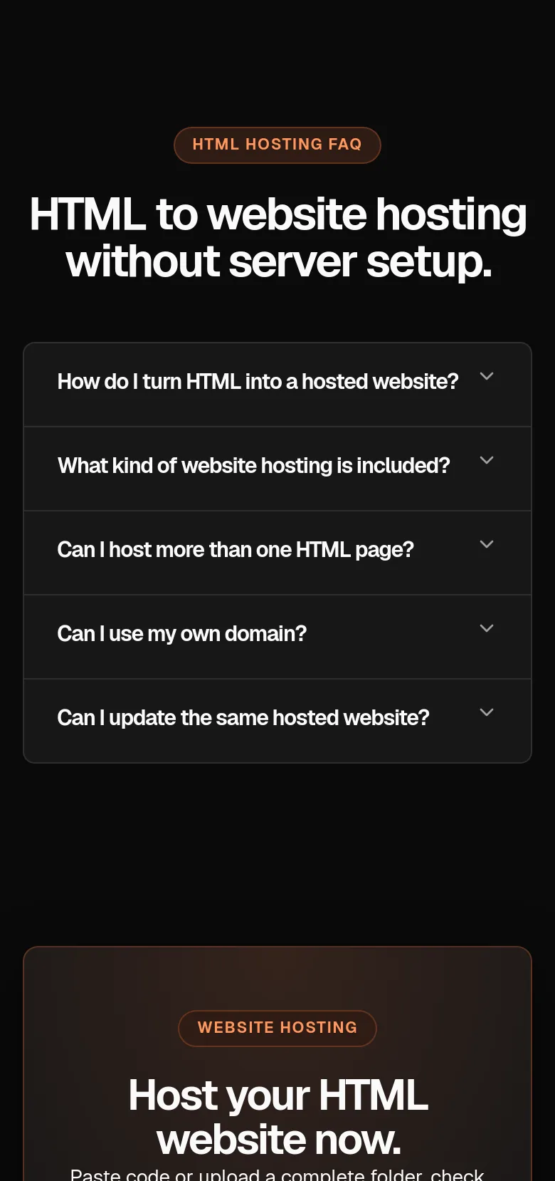 htmltowebsite.com FAQ section