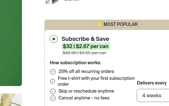 Price anchor element from huel.com