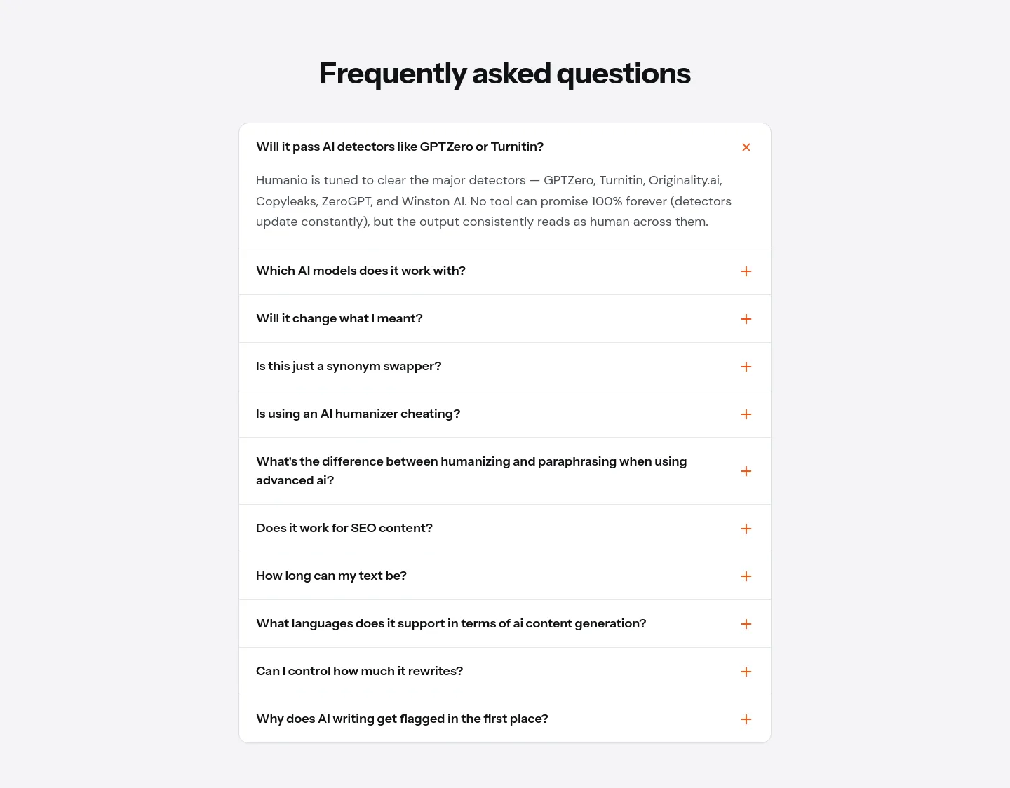 humanio.me — a real FAQ section