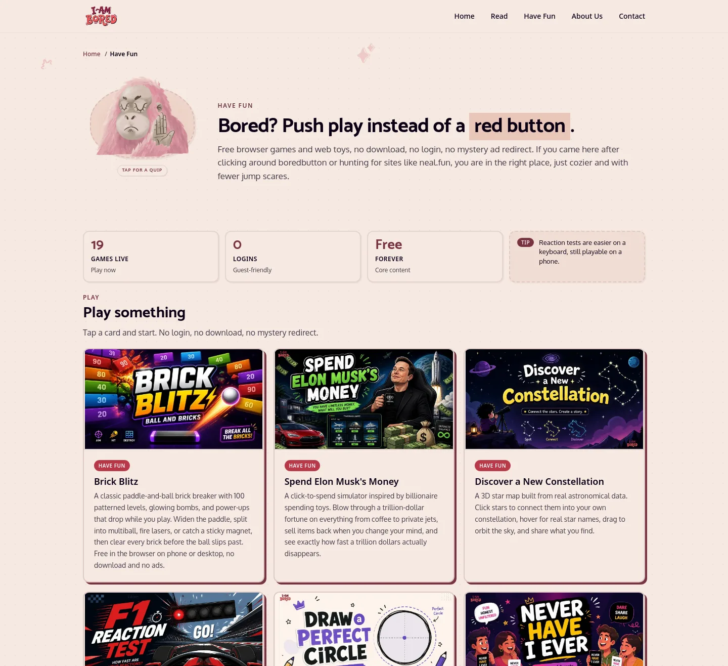 iambored.blog — a real The Trust Wall page