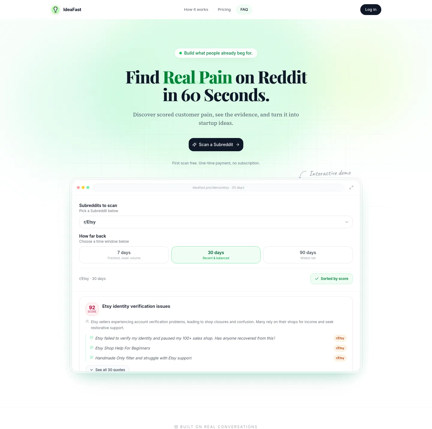 ideafast.pro — a measured funnel