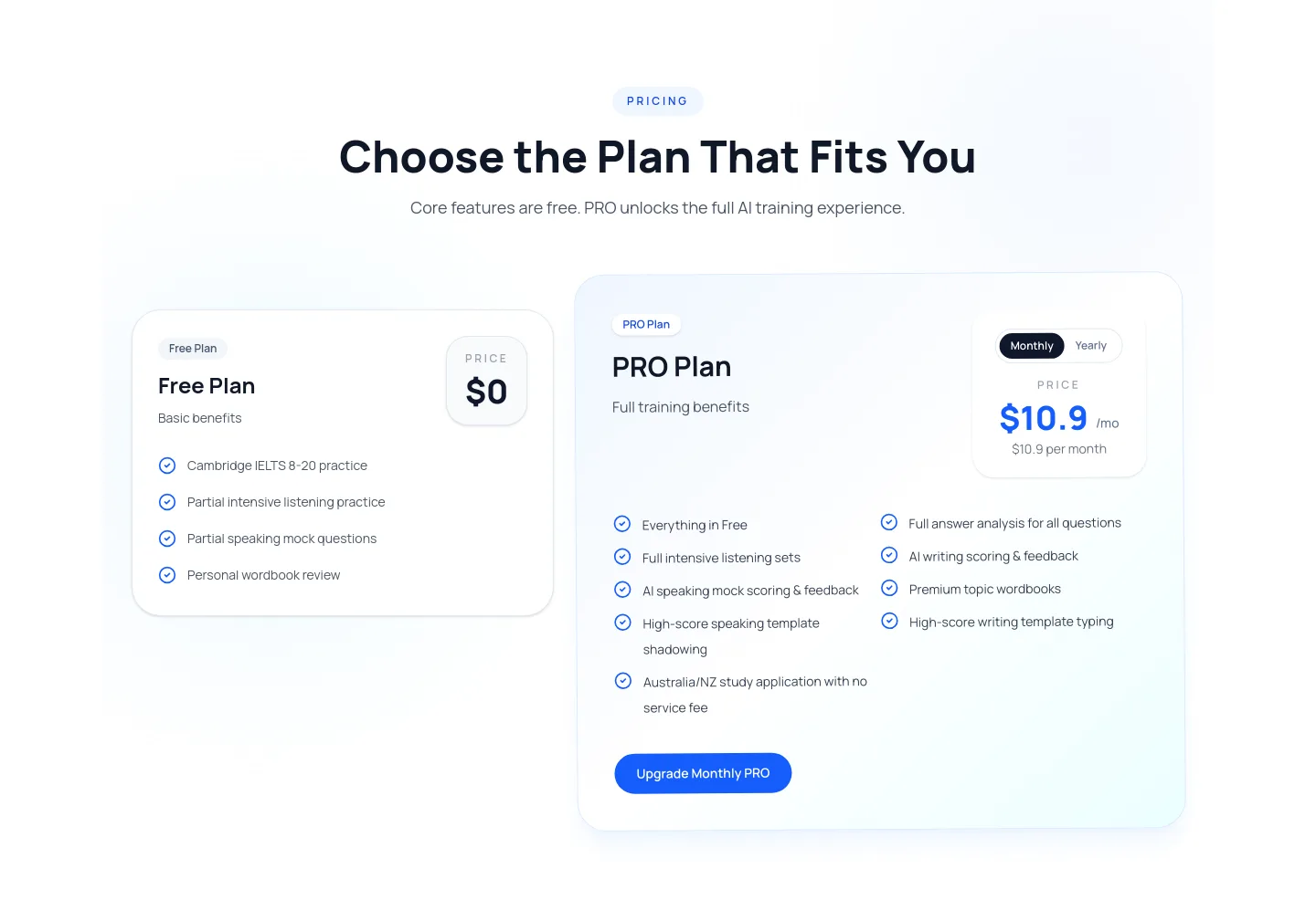 ielts.youshowedu.com Pricing section