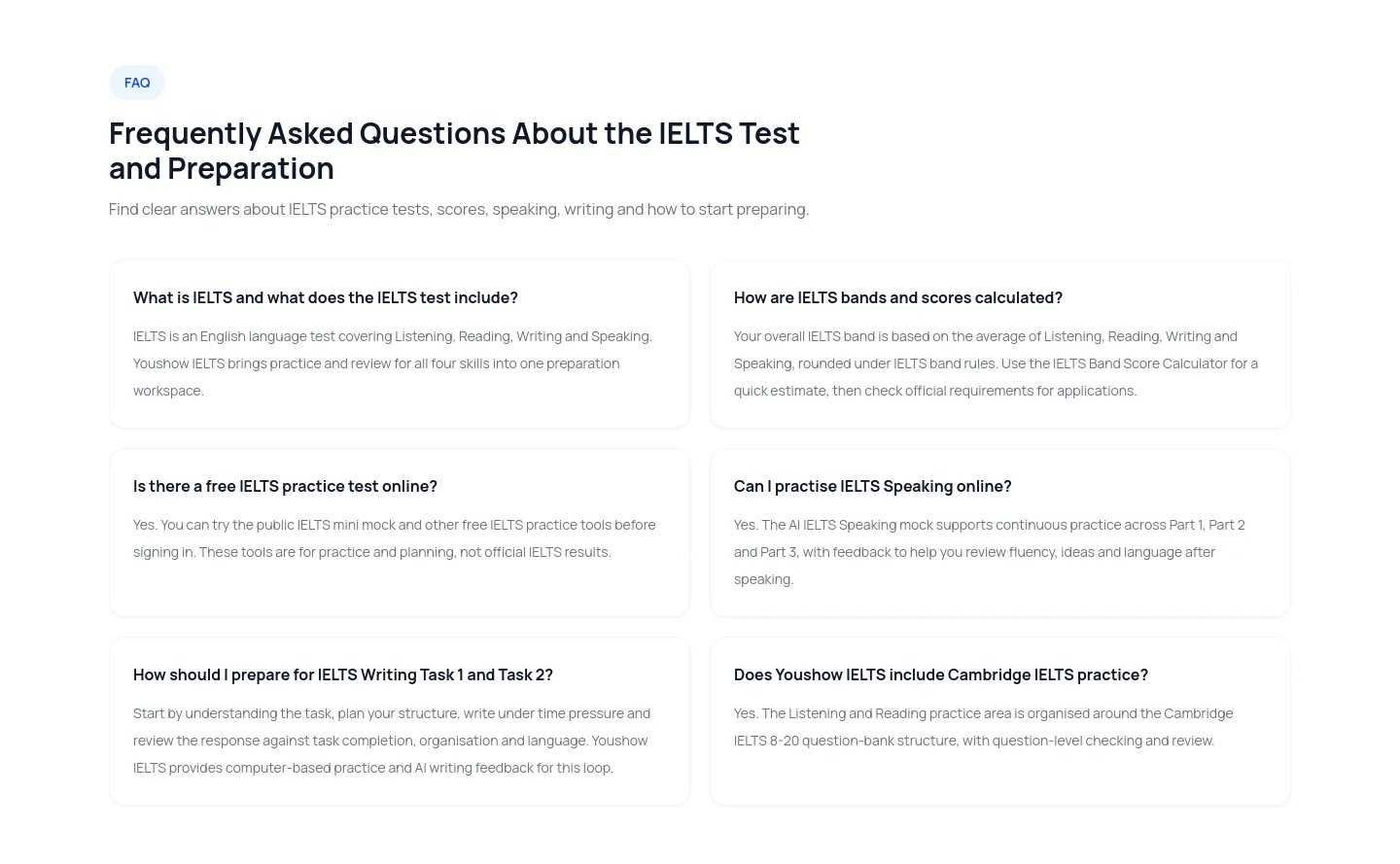 ielts.youshowedu.com — FAQ
