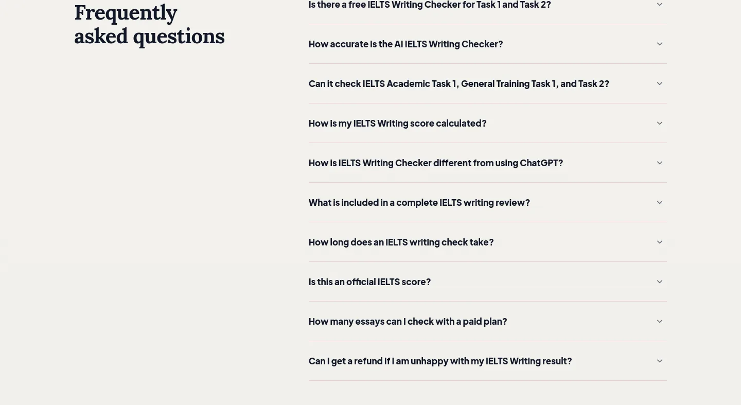 ieltswritingchecker.org FAQ section