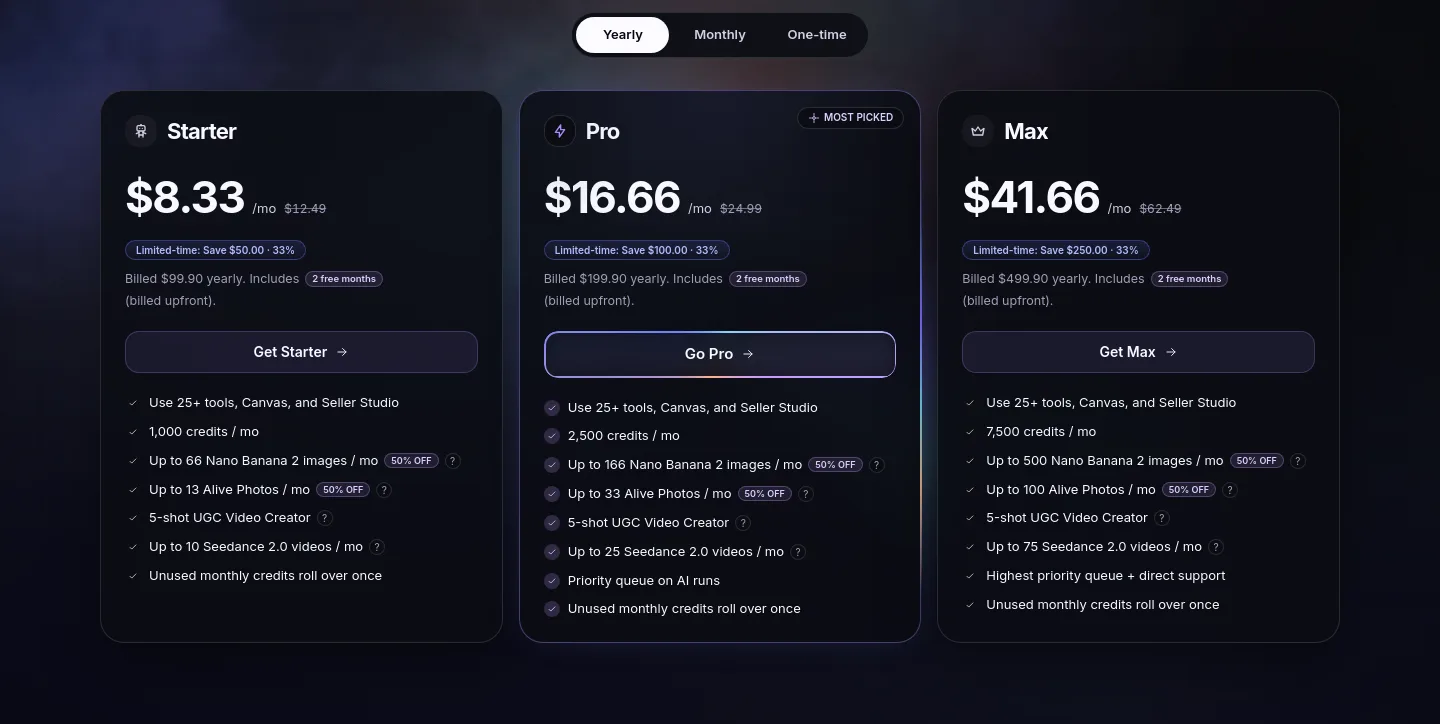 igly.ai — a real Pricing section