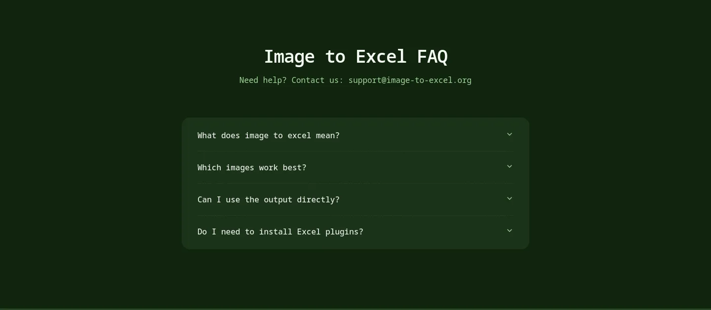 image-to-excel.org FAQ section