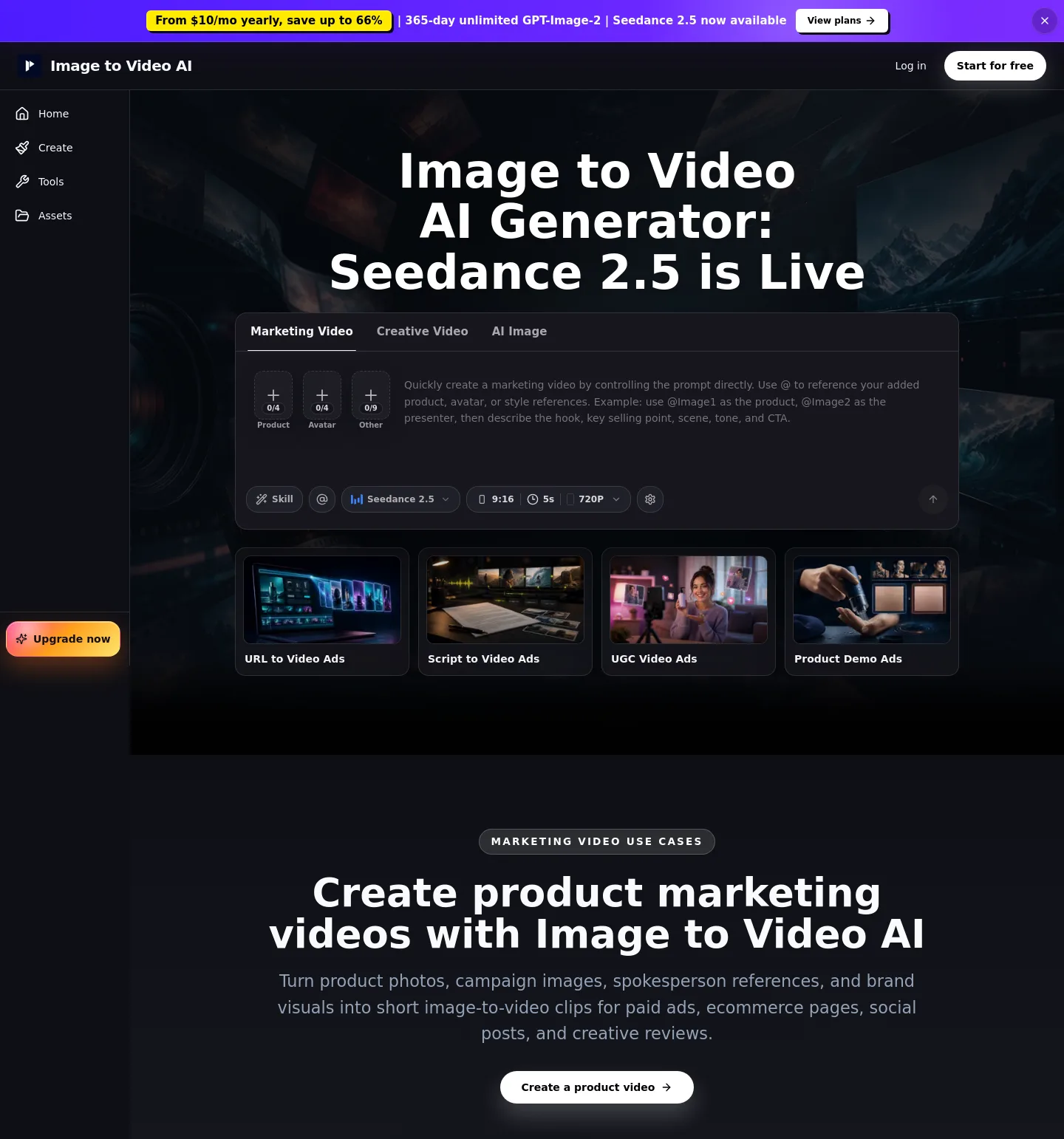 image-to-video-ai.best — Hero + Features