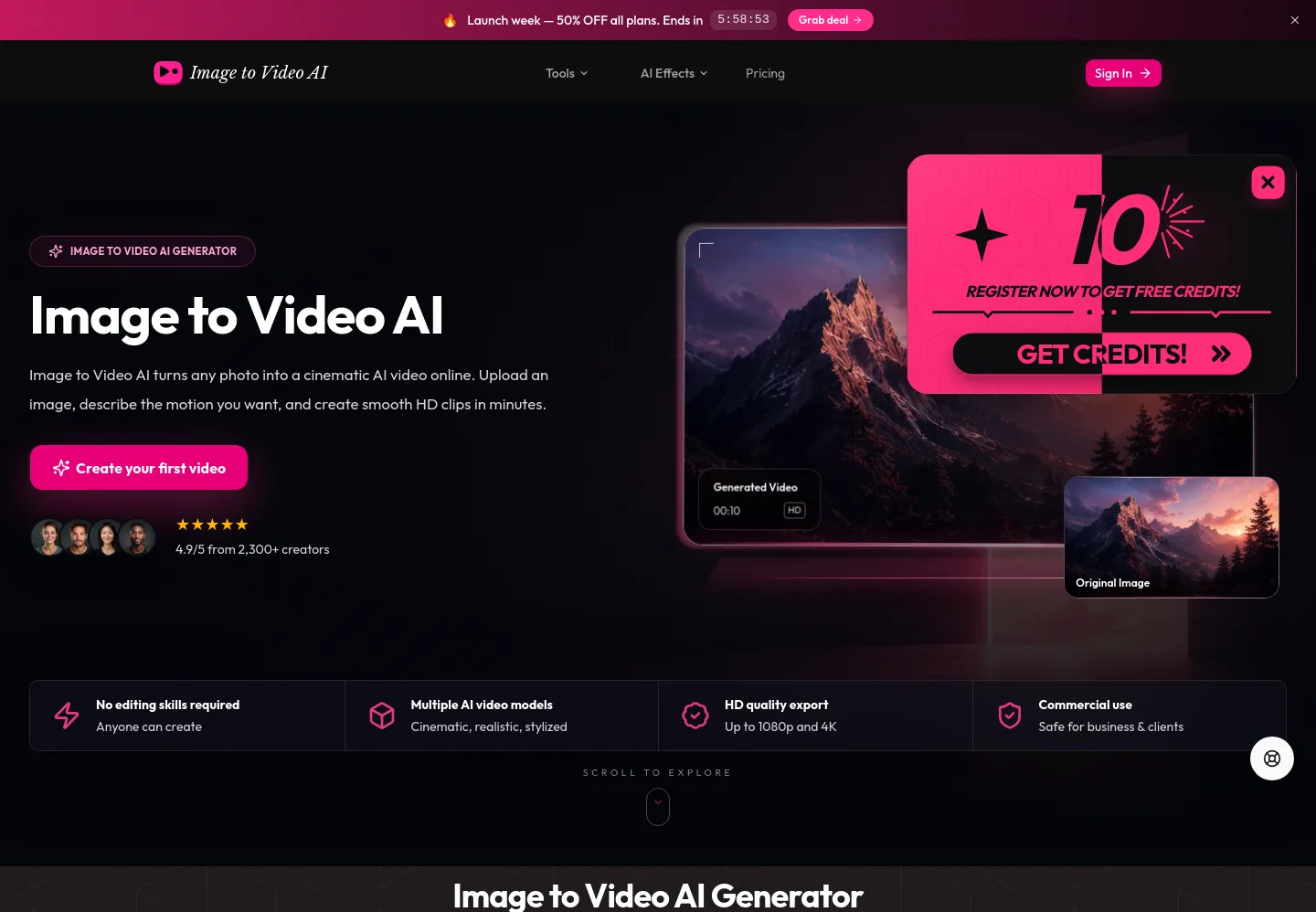 image-to-video-ai.im — a measured funnel